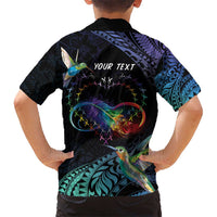 Polynesian Cancers Awareness Kid Hawaiian Shirt Hummingbird - Fly High Until We Meet Again