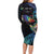 Polynesian Cancers Awareness Long Sleeve Bodycon Dress Hummingbird - Fly High Until We Meet Again