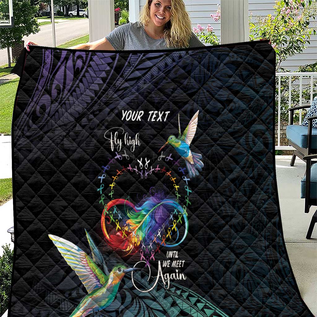 Polynesian Cancers Awareness Quilt Hummingbird - Fly High Until We Meet Again