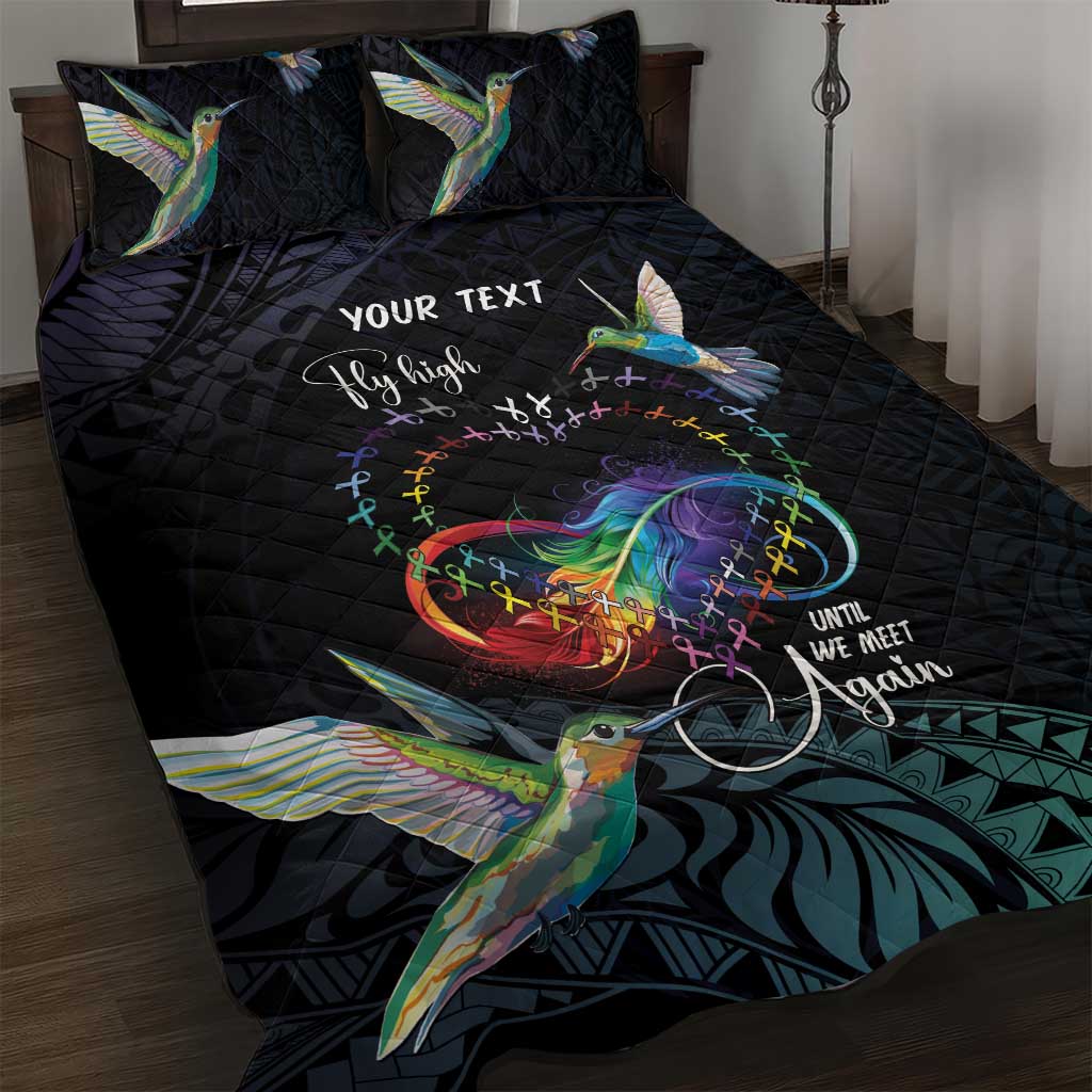 Polynesian Cancers Awareness Quilt Bed Set Hummingbird - Fly High Until We Meet Again