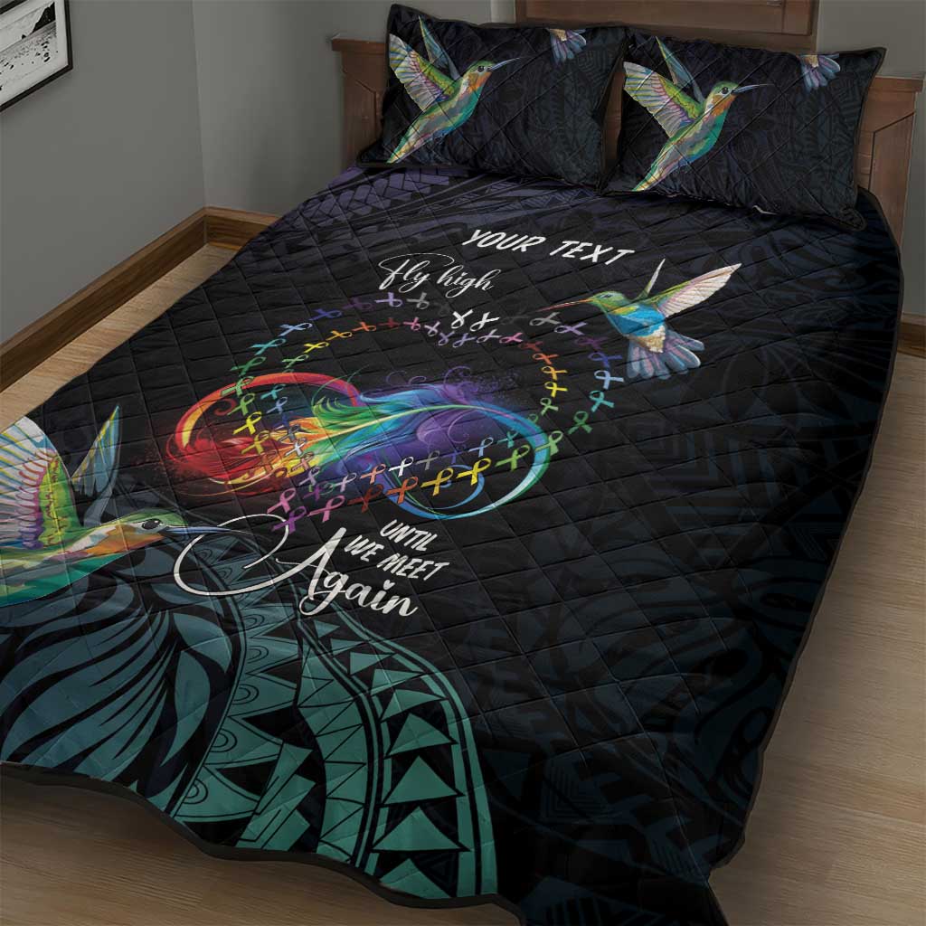 Polynesian Cancers Awareness Quilt Bed Set Hummingbird - Fly High Until We Meet Again