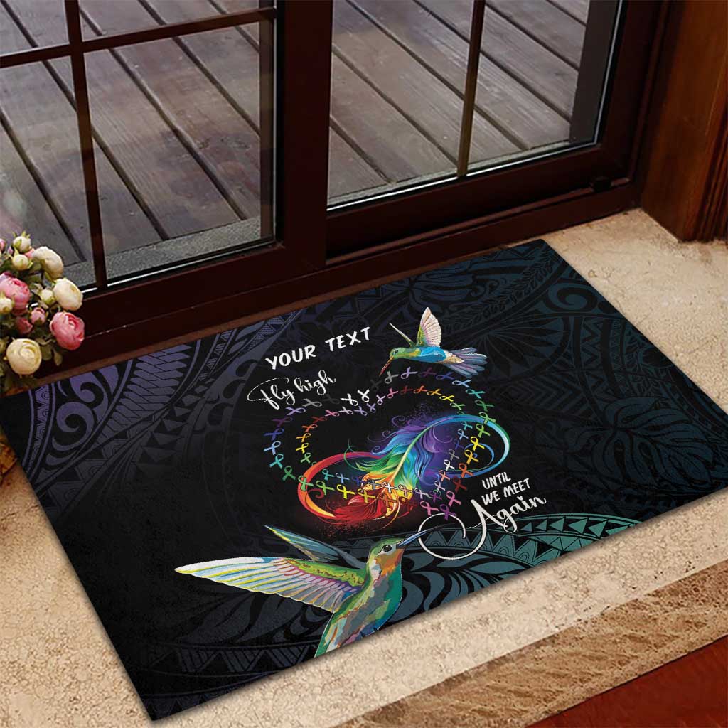 Polynesian Cancers Awareness Rubber Doormat Hummingbird - Fly High Until We Meet Again