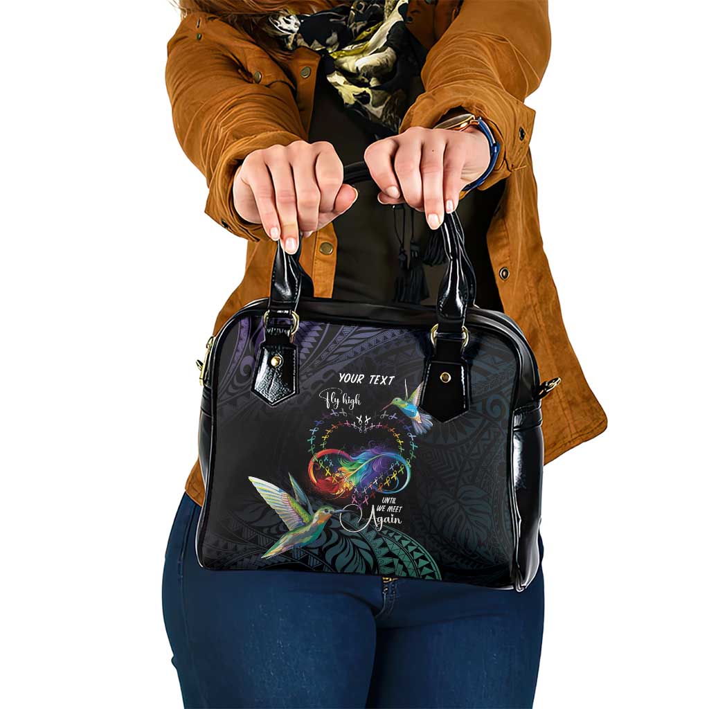 Polynesian Cancers Awareness Shoulder Handbag Hummingbird - Fly High Until We Meet Again