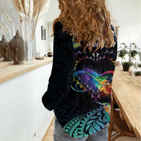 Polynesian Cancers Awareness Women Casual Shirt Hummingbird - Fly High Until We Meet Again