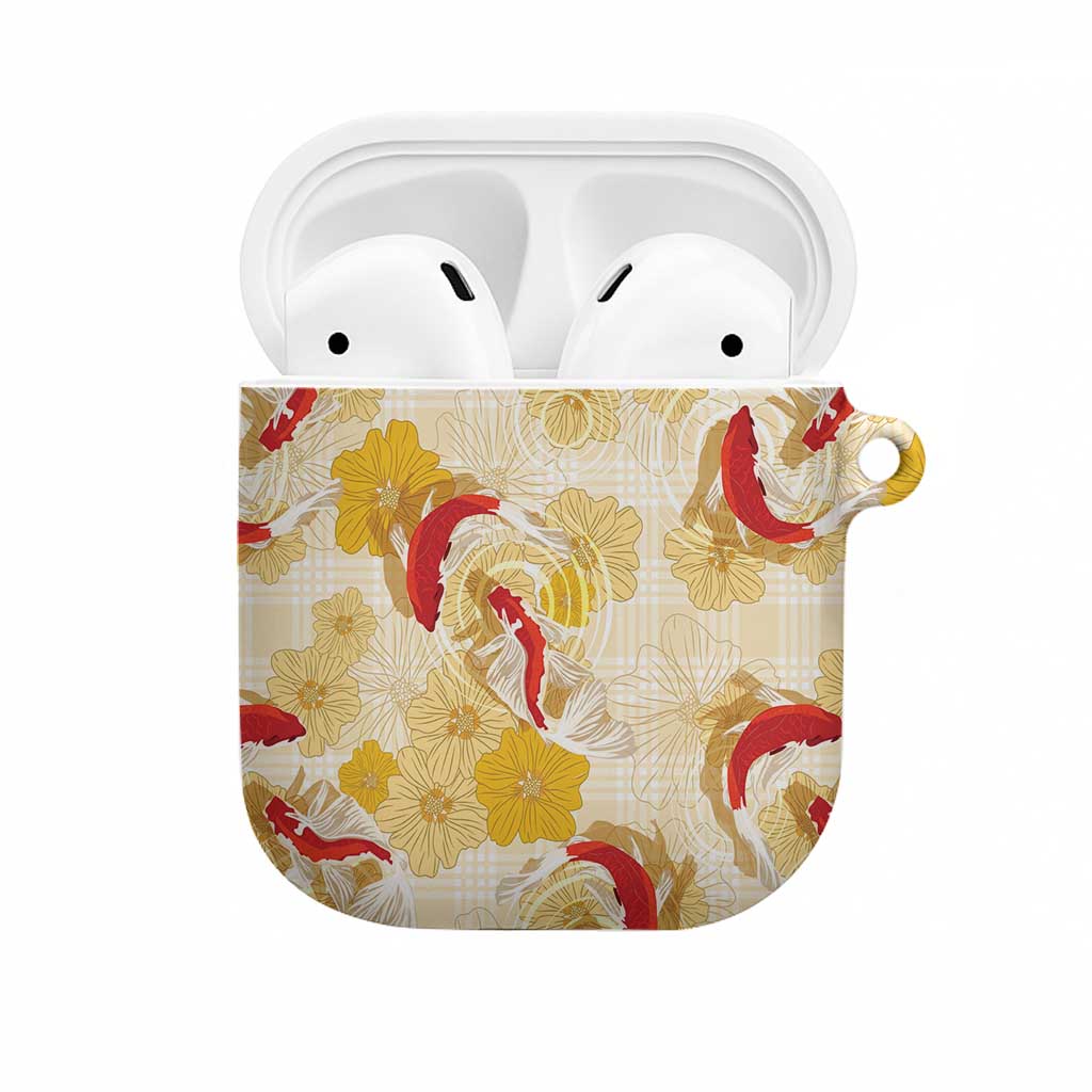 Beige Palaka Hawaii Aloha AirPods Case Koi Pond Mix Ilima Flowers LT7 Cream Yellow - Polynesian Pride