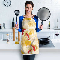 Beige Palaka Hawaii Aloha Apron Koi Pond Mix Ilima Flowers - Polynesian Pride