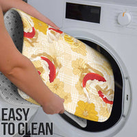 Beige Palaka Hawaii Aloha Bathroom Set Koi Pond Mix Ilima Flowers - Polynesian Pride