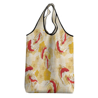 Beige Palaka Hawaii Aloha Grocery Bag Koi Pond Mix Ilima Flowers LT7 - Polynesian Pride