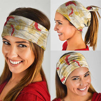 Beige Palaka Hawaii Aloha Neck Gaiter Koi Pond Mix Ilima Flowers - Polynesian Pride