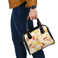 Beige Palaka Hawaii Aloha Shoulder Handbag Koi Pond Mix Ilima Flowers LT7 - Polynesian Pride