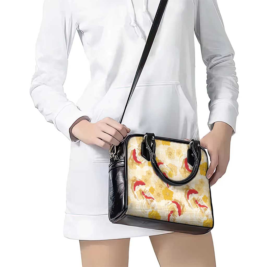 Beige Palaka Hawaii Aloha Shoulder Handbag Koi Pond Mix Ilima Flowers LT7 - Polynesian Pride