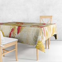 Beige Palaka Hawaii Aloha Tablecloth Koi Pond Mix Ilima Flowers LT7 - Polynesian Pride