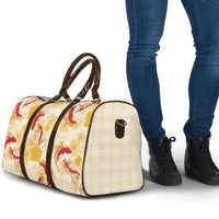 Beige Palaka Hawaii Aloha Travel Bag Koi Pond Mix Ilima Flowers - Polynesian Pride
