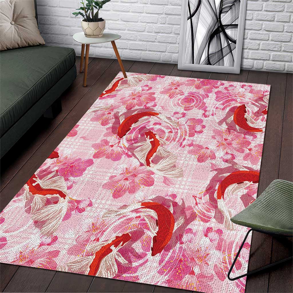 Pink Palaka Hawaii Aloha Area Rug Koi Pond Mix Sakura - Polynesian Pride