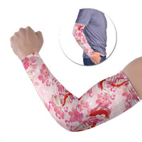 Pink Palaka Hawaii Aloha Arm Sleeves Koi Pond Mix Sakura LT7 Set of 2 Pink - Polynesian Pride