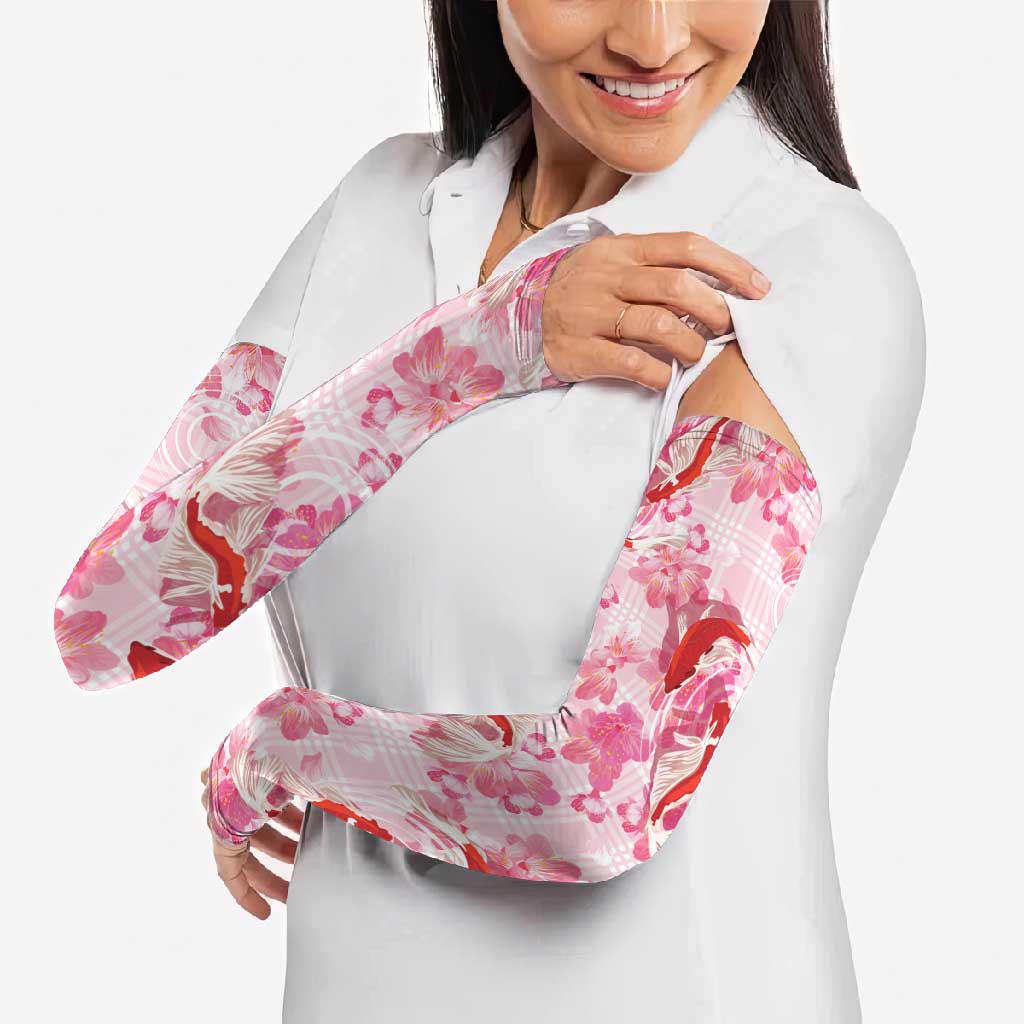 Pink Palaka Hawaii Aloha Arm Sleeves Koi Pond Mix Sakura LT7 - Polynesian Pride