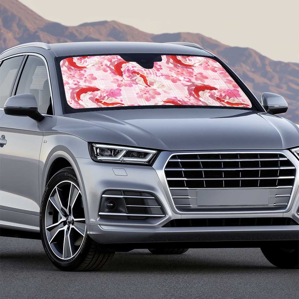 Pink Palaka Hawaii Aloha Auto Sun Shade Koi Pond Mix Sakura - Polynesian Pride