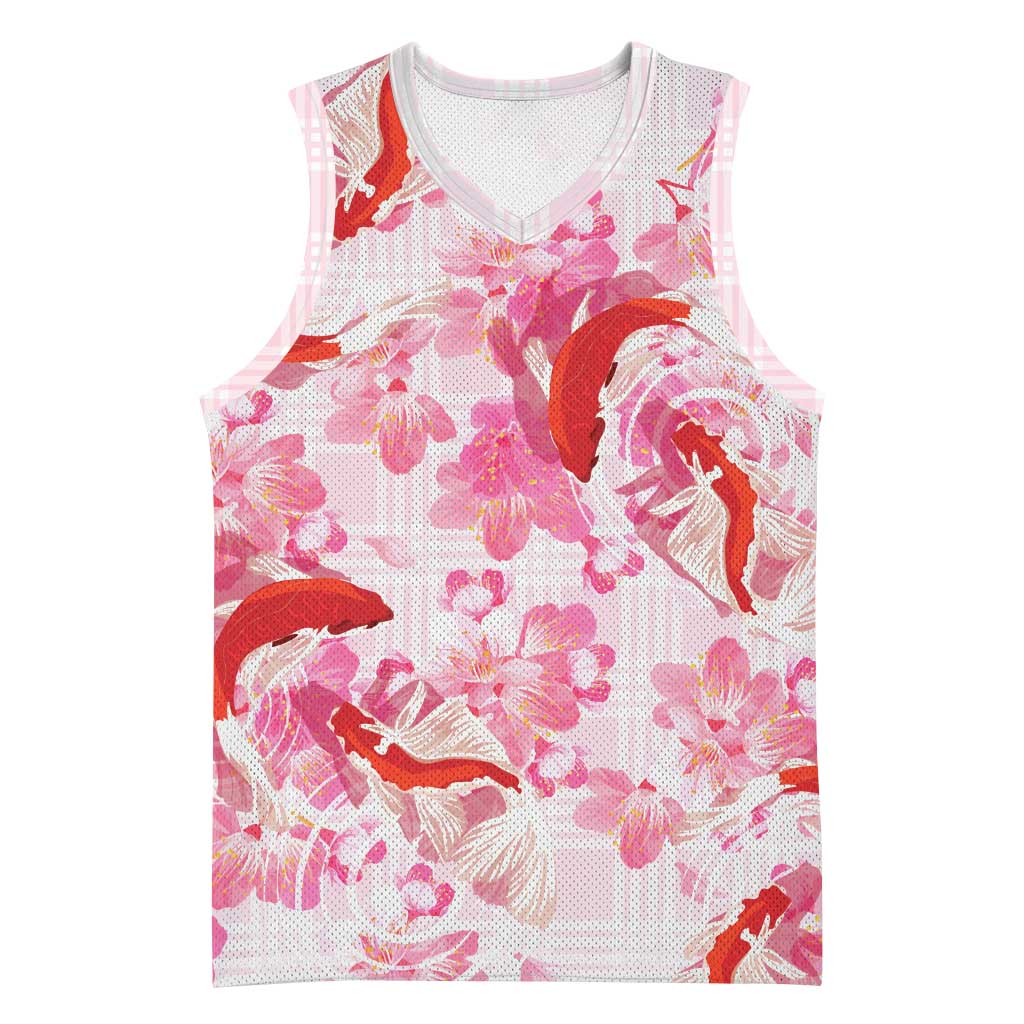 Pink Palaka Hawaii Aloha Basketball Jersey Koi Pond Mix Sakura LT7 Unisex Pink - Polynesian Pride