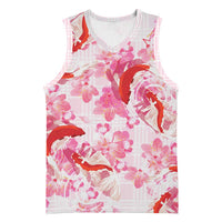 Pink Palaka Hawaii Aloha Basketball Jersey Koi Pond Mix Sakura LT7 Unisex Pink - Polynesian Pride