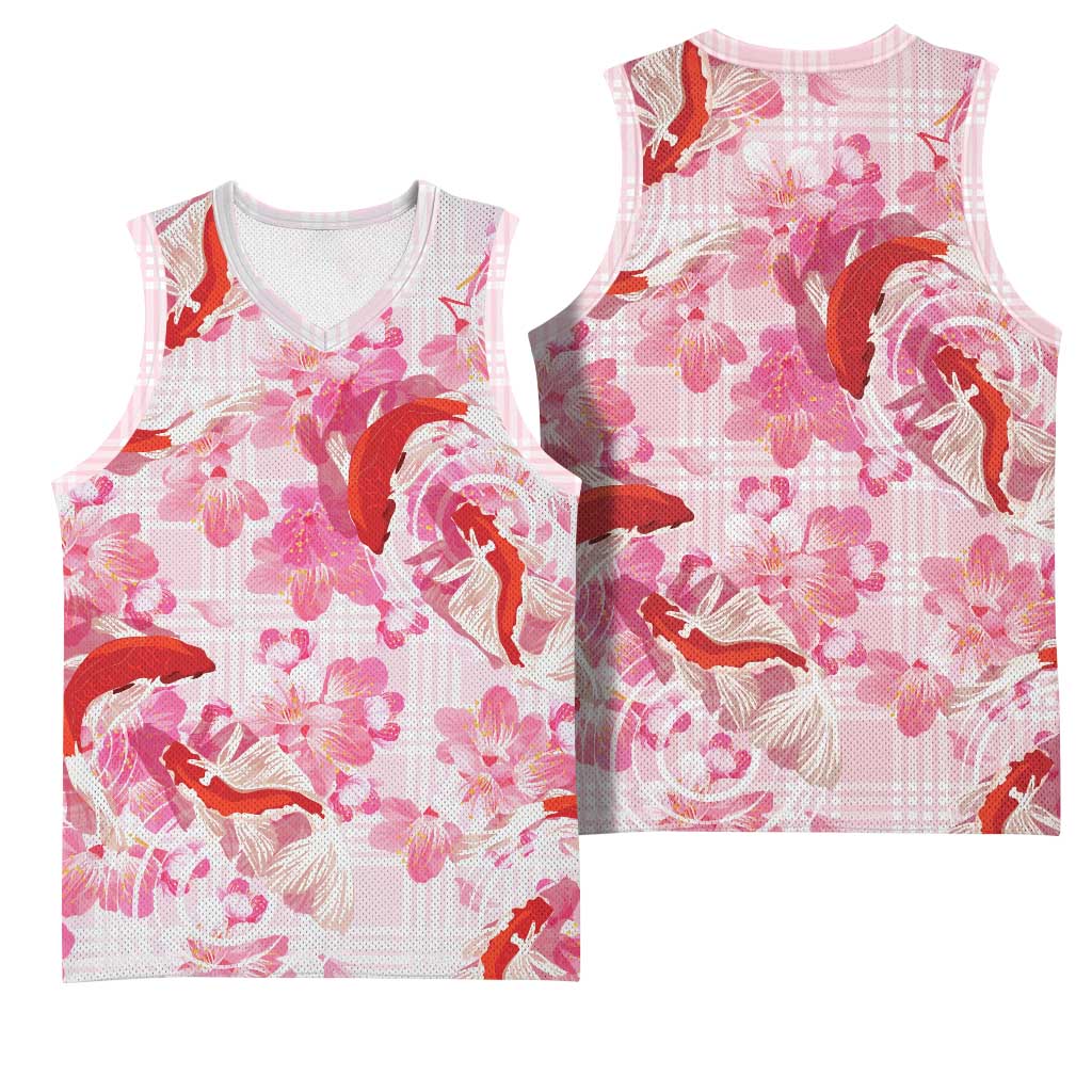 Pink Palaka Hawaii Aloha Basketball Jersey Koi Pond Mix Sakura LT7 - Polynesian Pride