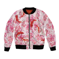 Pink Palaka Hawaii Aloha Bomber Jacket Koi Pond Mix Sakura LT7 Unisex Pink - Polynesian Pride