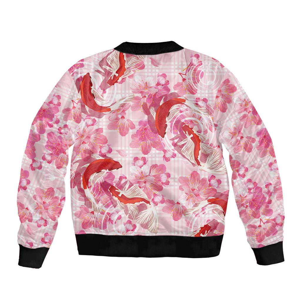 Pink Palaka Hawaii Aloha Bomber Jacket Koi Pond Mix Sakura LT7 - Polynesian Pride