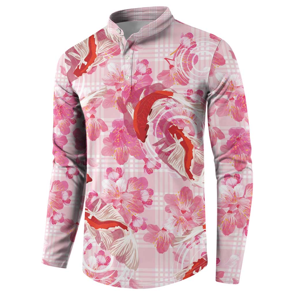 Pink Palaka Hawaii Aloha Button Sweatshirt Koi Pond Mix Sakura LT7 - Polynesian Pride