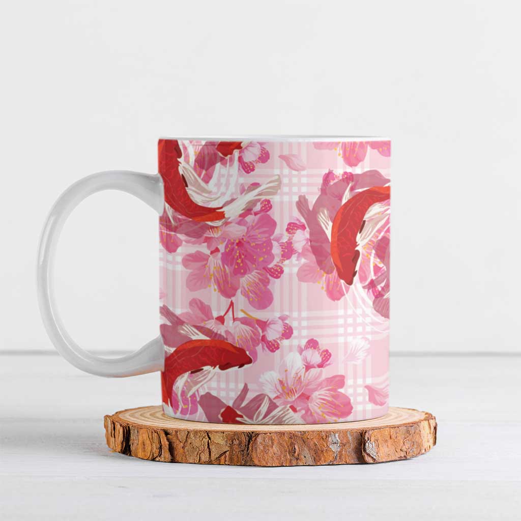 Pink Palaka Hawaii Aloha Ceramic Mug Koi Pond Mix Sakura - Polynesian Pride