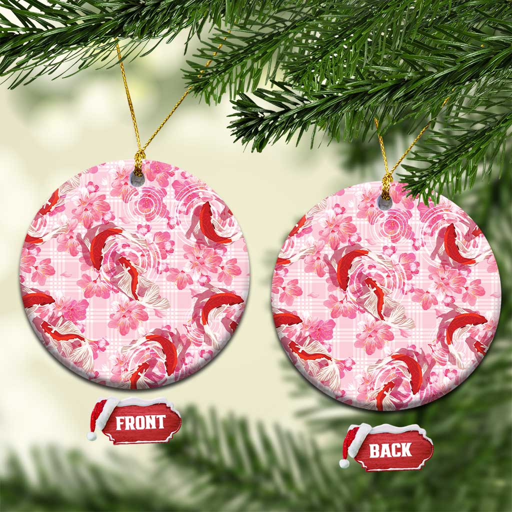 Pink Palaka Hawaii Aloha Ceramic Ornament Koi Pond Mix Sakura - Polynesian Pride