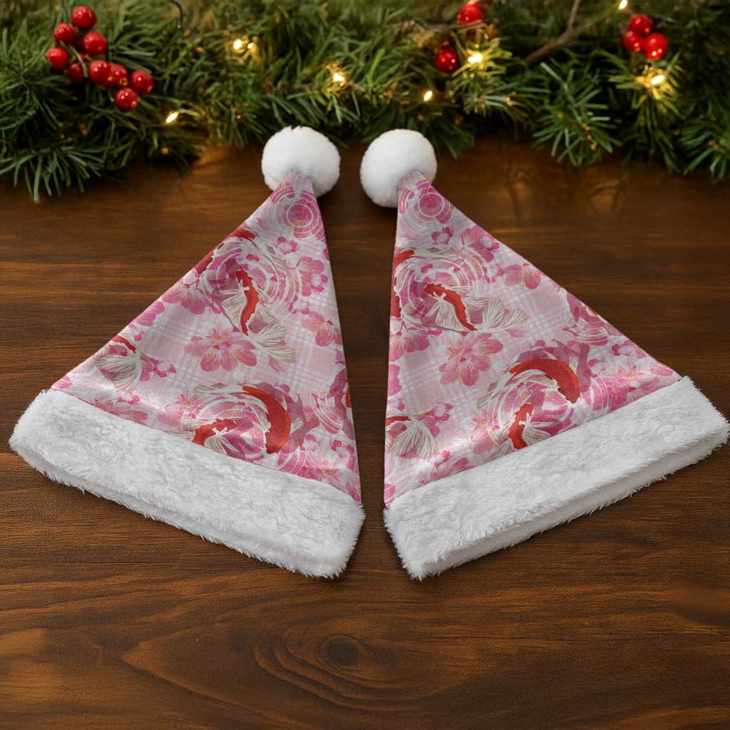 Pink Palaka Hawaii Aloha Christmas Santa Hat Koi Pond Mix Sakura - Polynesian Pride