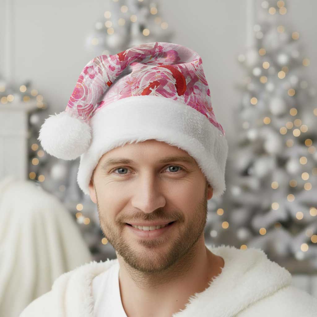 Pink Palaka Hawaii Aloha Christmas Santa Hat Koi Pond Mix Sakura - Polynesian Pride