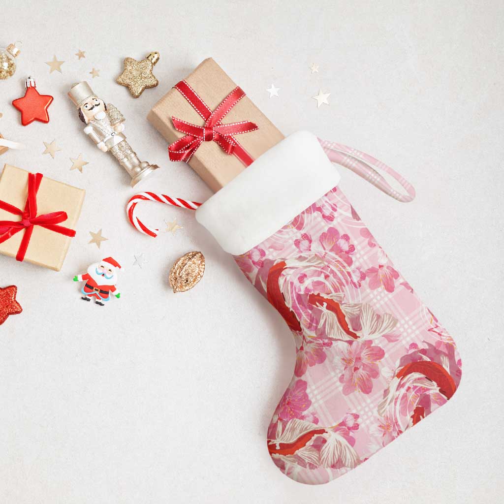 Pink Palaka Hawaii Aloha Christmas Stocking Koi Pond Mix Sakura - Polynesian Pride