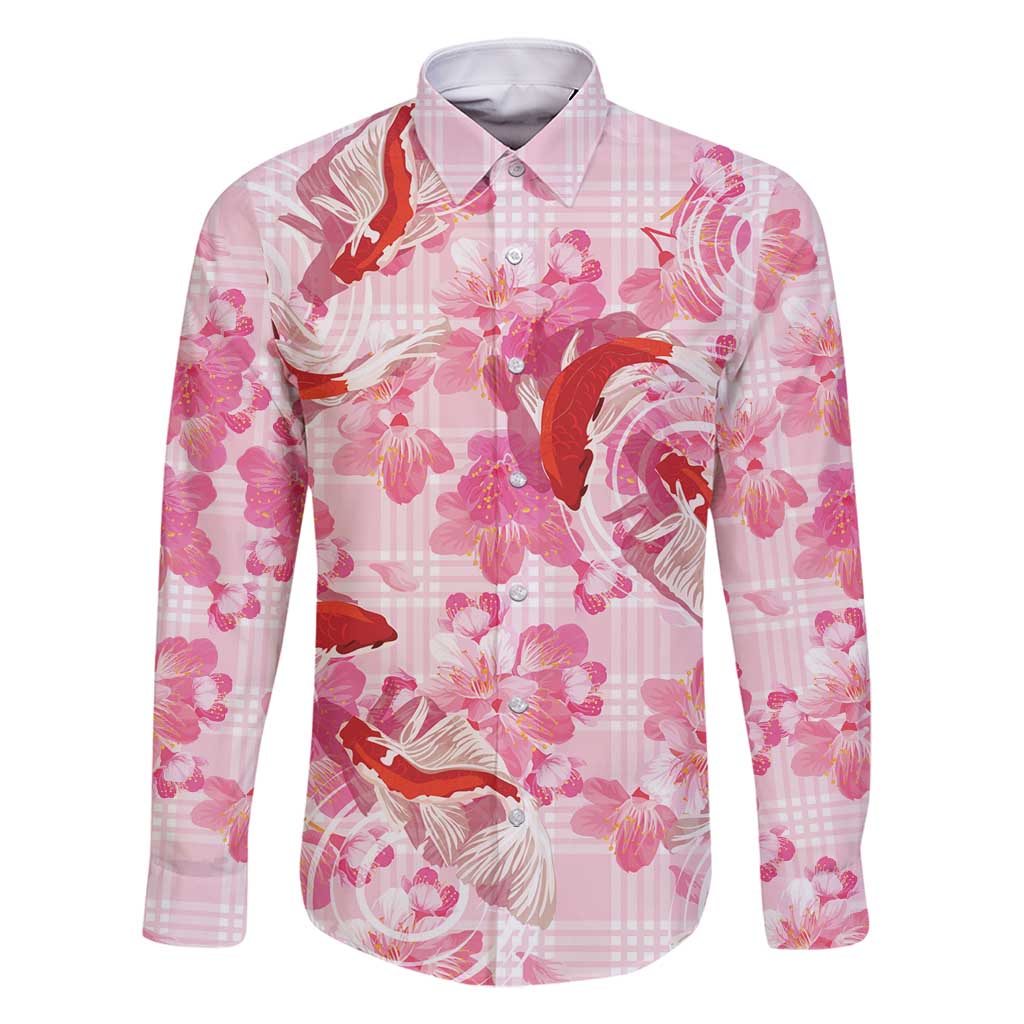 Pink Palaka Hawaii Aloha Family Matching Summer Maxi Dress and Hawaiian Shirt Koi Pond Mix Sakura - Polynesian Pride
