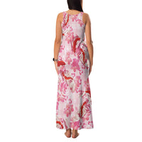 Pink Palaka Hawaii Aloha Family Matching Tank Maxi Dress and Hawaiian Shirt Koi Pond Mix Sakura - Polynesian Pride