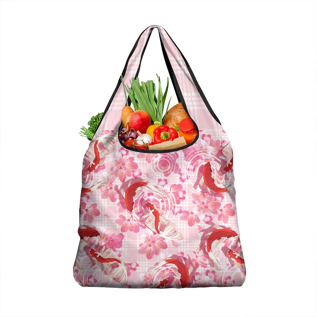 Pink Palaka Hawaii Aloha Grocery Bag Koi Pond Mix Sakura LT7 1-pack One Size Pink - Polynesian Pride