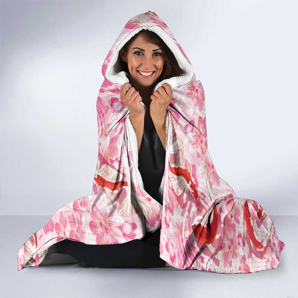 Pink Palaka Hawaii Aloha Hooded Blanket Koi Pond Mix Sakura LT7 - Polynesian Pride