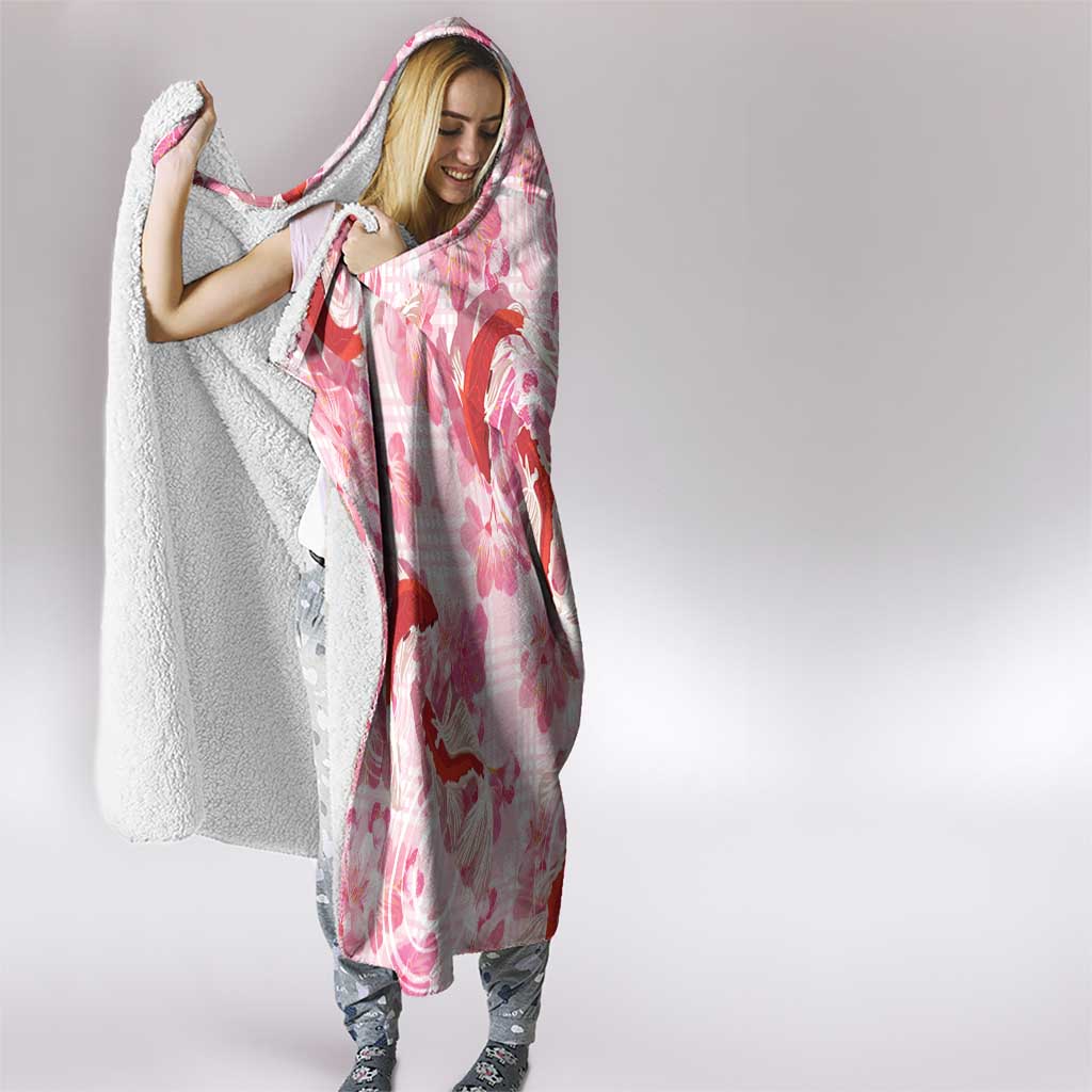 Pink Palaka Hawaii Aloha Hooded Blanket Koi Pond Mix Sakura LT7 - Polynesian Pride