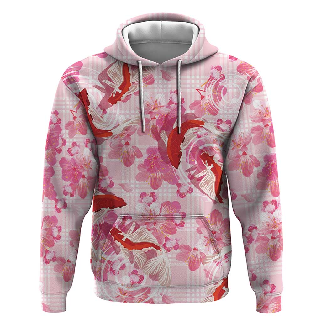 Pink Palaka Hawaii Aloha Hoodie Koi Pond Mix Sakura - Polynesian Pride