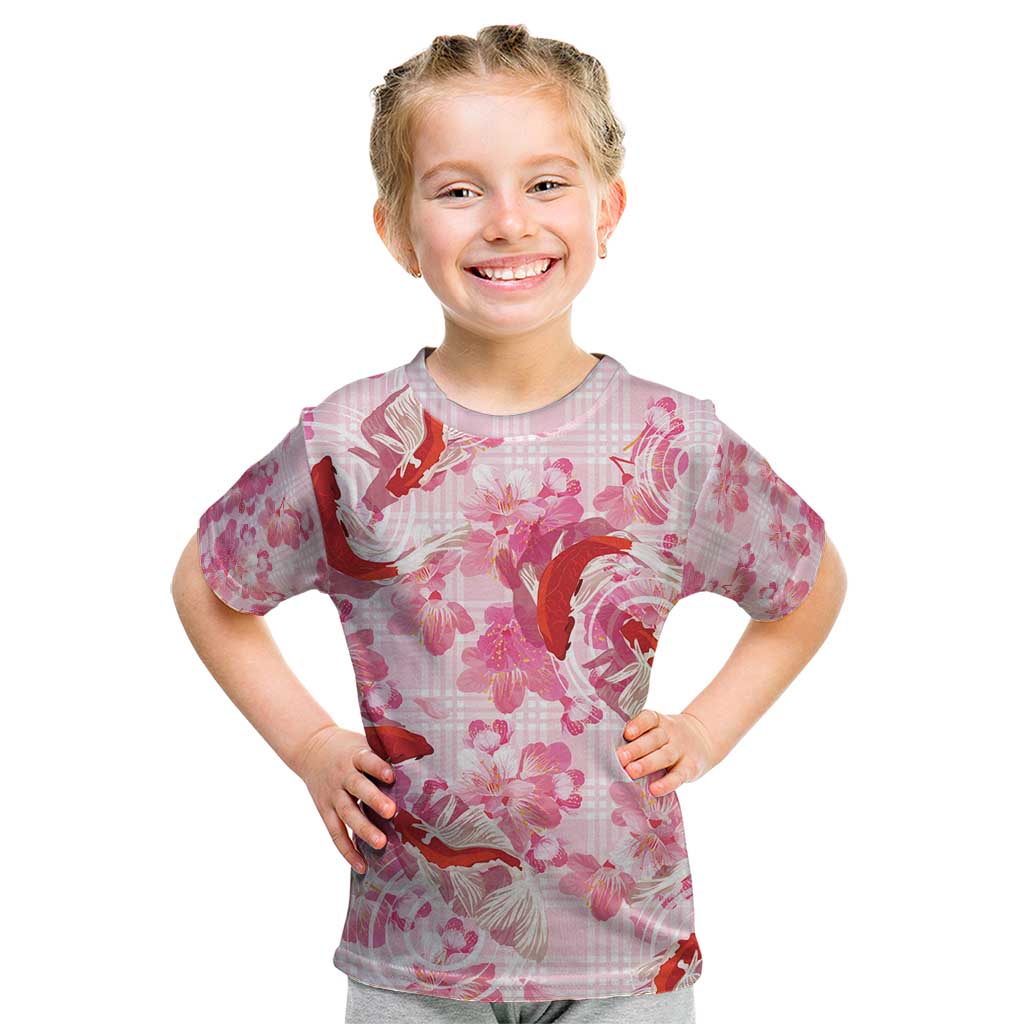 Pink Palaka Hawaii Aloha Kid T Shirt Koi Pond Mix Sakura - Polynesian Pride
