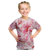 Pink Palaka Hawaii Aloha Kid T Shirt Koi Pond Mix Sakura - Polynesian Pride