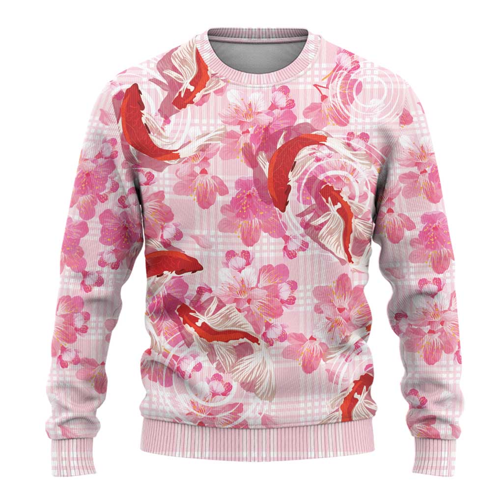 Pink Palaka Hawaii Aloha Ugly Christmas Sweater Koi Pond Mix Sakura - Polynesian Pride