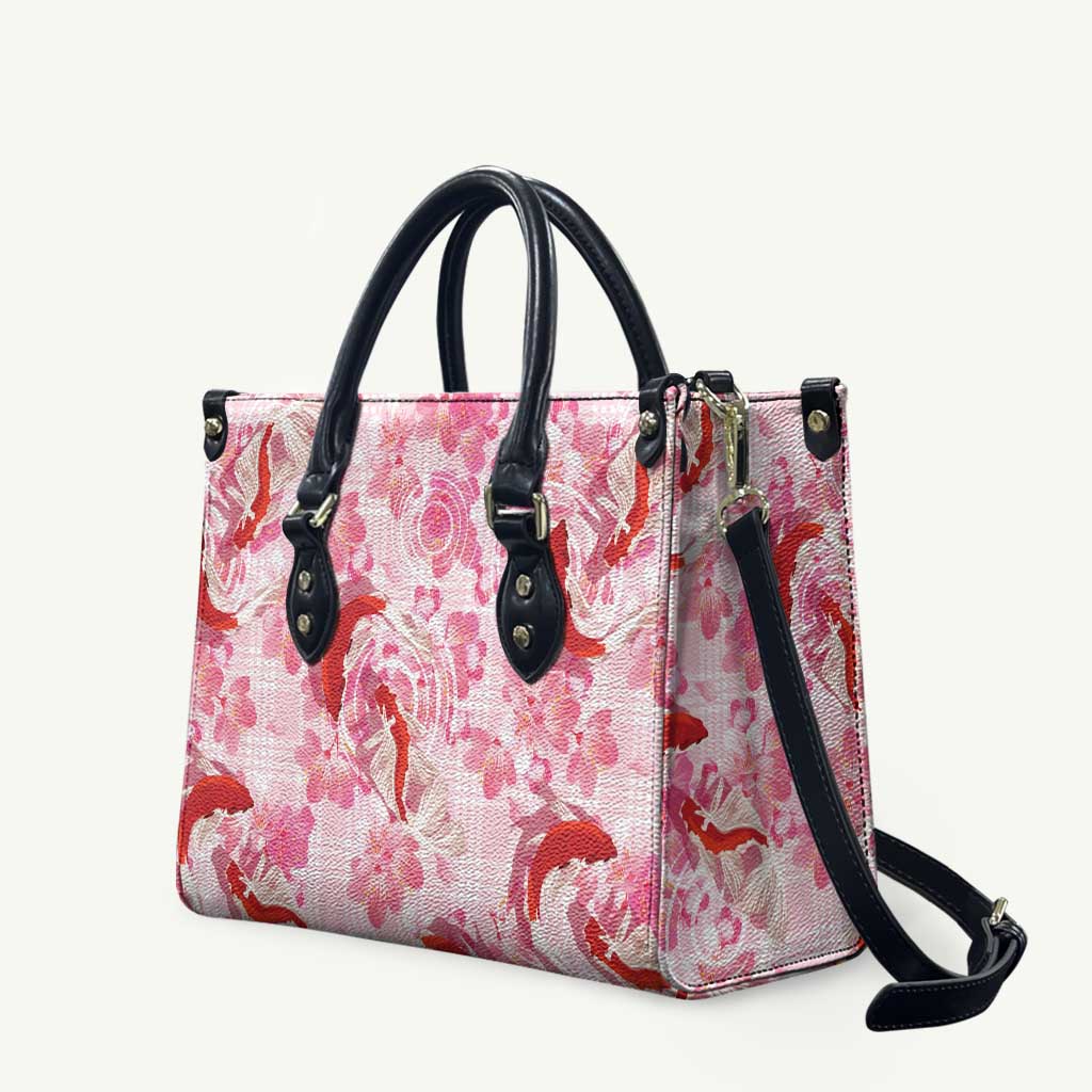 Pink Palaka Hawaii Aloha Leather Bag Koi Pond Mix Sakura - Polynesian Pride