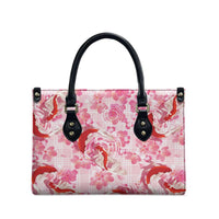 Pink Palaka Hawaii Aloha Leather Bag Koi Pond Mix Sakura - Polynesian Pride