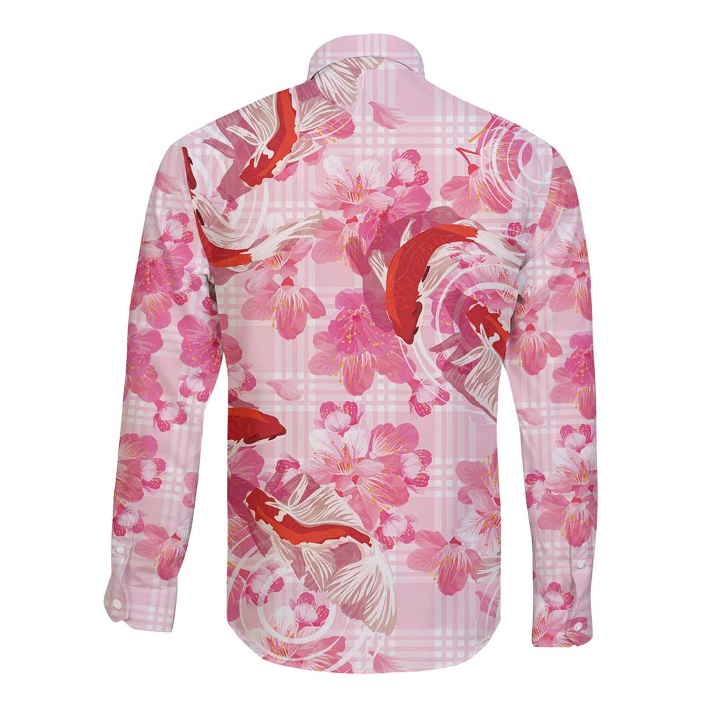 Pink Palaka Hawaii Aloha Long Sleeve Button Shirt Koi Pond Mix Sakura LT7 - Polynesian Pride