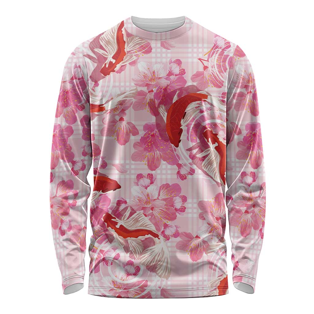 Pink Palaka Hawaii Aloha Long Sleeve Shirt Koi Pond Mix Sakura LT7 Unisex Pink - Polynesian Pride