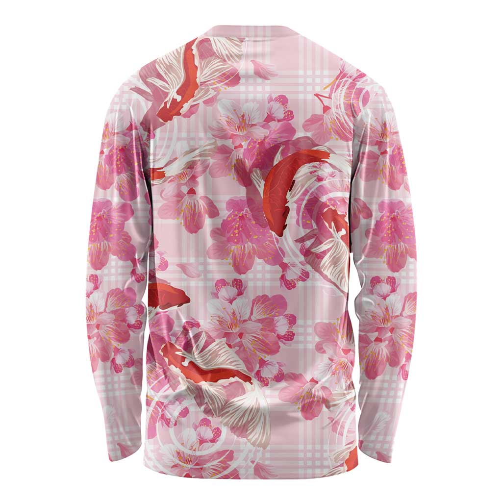Pink Palaka Hawaii Aloha Long Sleeve Shirt Koi Pond Mix Sakura LT7 - Polynesian Pride