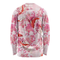 Pink Palaka Hawaii Aloha Long Sleeve Shirt Koi Pond Mix Sakura LT7 - Polynesian Pride