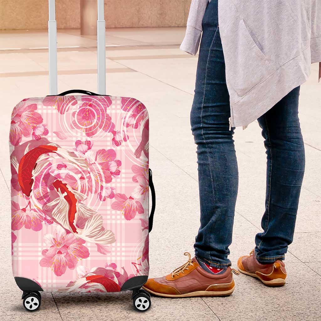 Pink Palaka Hawaii Aloha Luggage Cover Koi Pond Mix Sakura - Polynesian Pride
