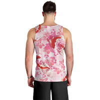Pink Palaka Hawaii Aloha Men Tank Top Koi Pond Mix Sakura LT7 - Polynesian Pride