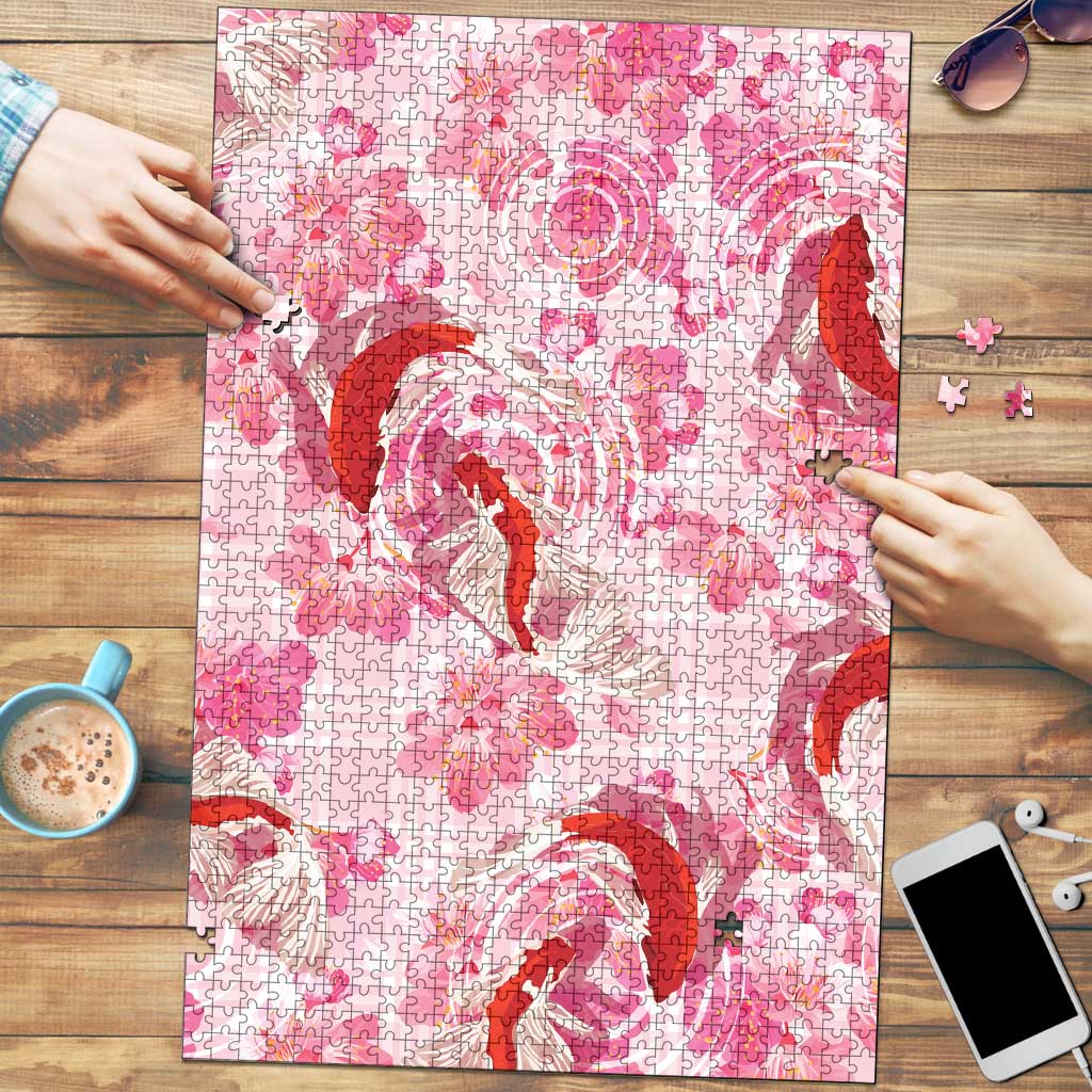 Pink Palaka Hawaii Aloha Puzzle Koi Pond Mix Sakura LT7 Pink - Polynesian Pride